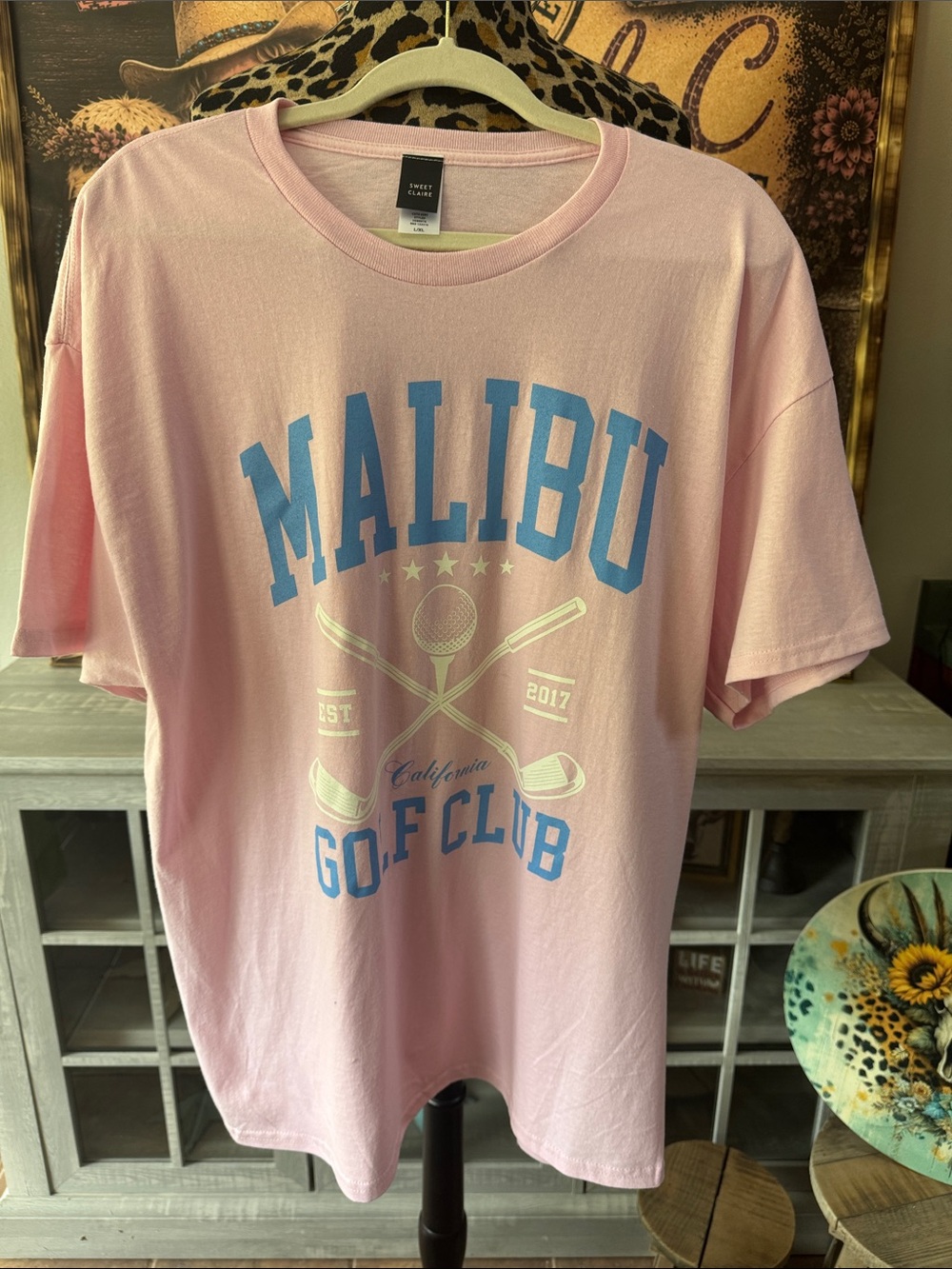 Sweet Claire  Malibu Golf Club Women's  Graphic Tee - Pink  Sz L/XL